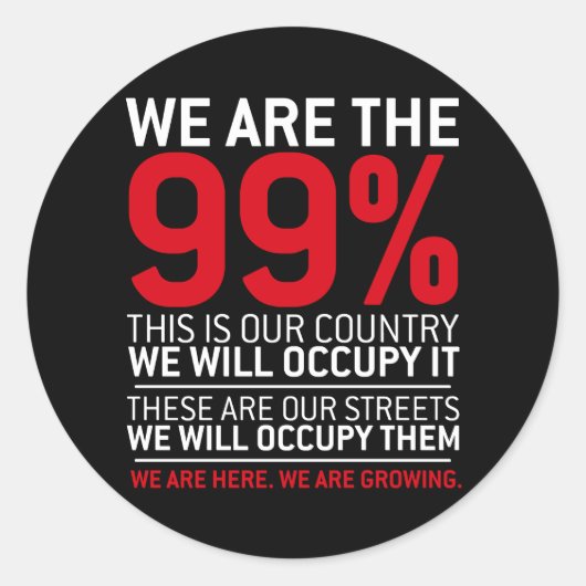我々は99% - 99%occupy wall street ラウンドシール (正面)