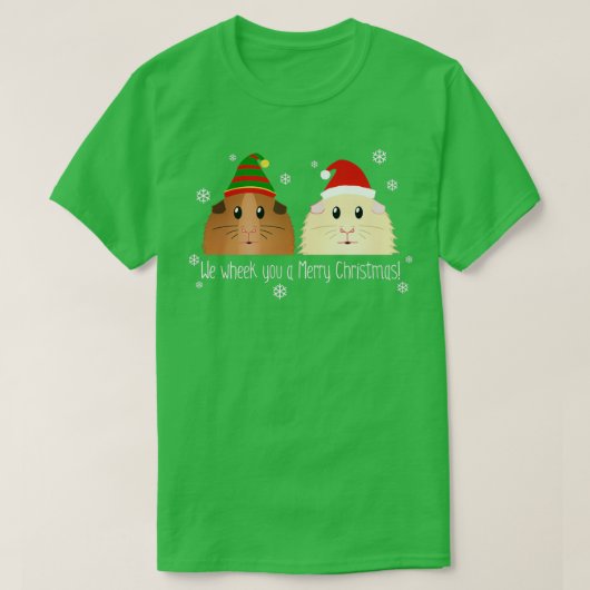 我々は、あなたを陽気なクリスマスモルモットのクリスマス Tシャツ (デザイン正面)