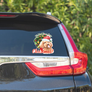 我々は、あなたメリークリスマスアプリコットカラープードル シール