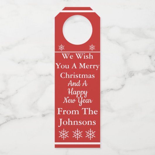 我々は、あなた方にメリークリスマスワインボトルラベル ボトルネックタグ (正面)