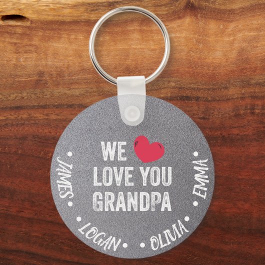 我々は、おじいちゃんを愛して、名前をカスタムする キーホルダー (正面)
