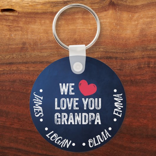 我々は、おじいちゃんを愛して、名前をカスタムする キーホルダー (正面)