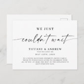 我々は、ちょうどアナウンスの結婚ポストカー待つことができなかった 案内ポストカード (正面/裏面)