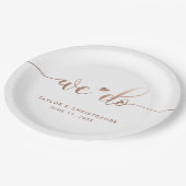 我々は |ウェディングデーモダンメタリックスクリプトホワイト ペーパープレート (アングル)