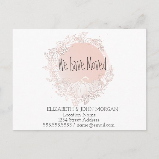 我々は、カボチャ、新しいアドレスを移動した 案内ポストカード (正面)