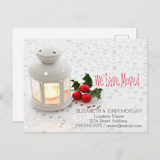 我々は、キャンドル、星の新しいアドレスを移動した 案内ポストカード (正面/裏面)