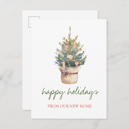 我々は、シックなクリスマスツリーの休日を移動した 案内ポストカード (正面/裏面)