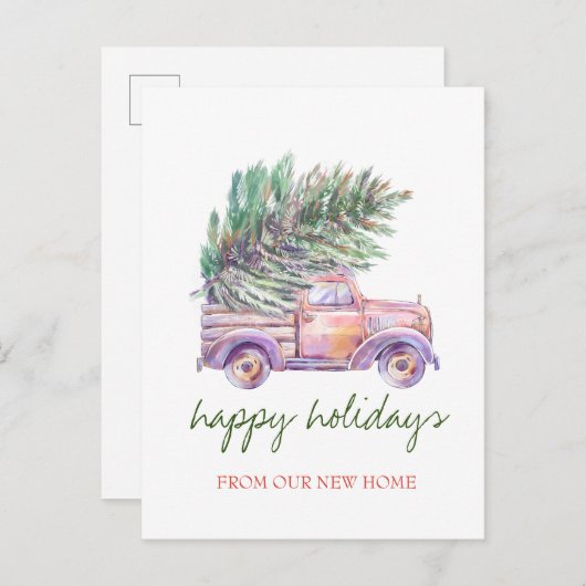 我々は、シックなトラック、松の木の休日を移動した 案内ポストカード (正面/裏面)