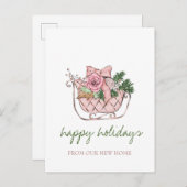 我々は、シックなピンクそりを移動した 案内ポストカード (正面/裏面)