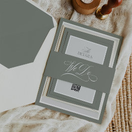 我々は | セージ緑の書道ラックス結婚ズ 招待状ベリーバンド