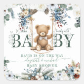 我々は、テディベアセージ緑を待つことができる スクエアシール (正面)