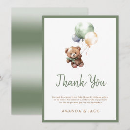我々は、テディベアバルーンベビーシャワーを待つことができる サンキューカード