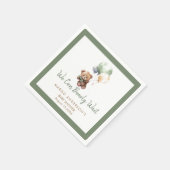 我々は、テディベアバルーンベビーシャワーを待つことができる スタンダードカクテルナプキン (角)