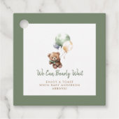 我々は、テディベアバルーンベビーシャワーを待つことができる フェイバータグ (正面)