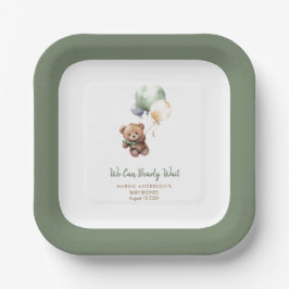 我々は、テディベアバルーンベビーシャワーを待つことができる ペーパープレート