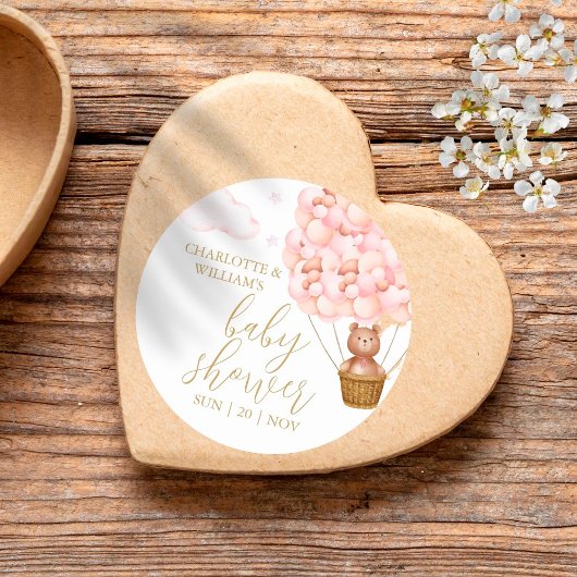 我々は、テディベアーピンクの赤ちゃんシャワーを待つことができる ラウンドシール