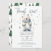 我々は、テディベア冬の赤ちゃんシャワーを待つことができる 招待状 (正面/裏面)