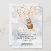 我々は、テディベア冬の赤ちゃんシャワーを待つことができる 招待状 (正面)