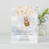 我々は、テディベア冬の赤ちゃんシャワーを待つことができる 招待状 (スタンド正面)