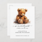 我々は、テディベア妊娠を待つことができる 案内ポストカード (正面/裏面)