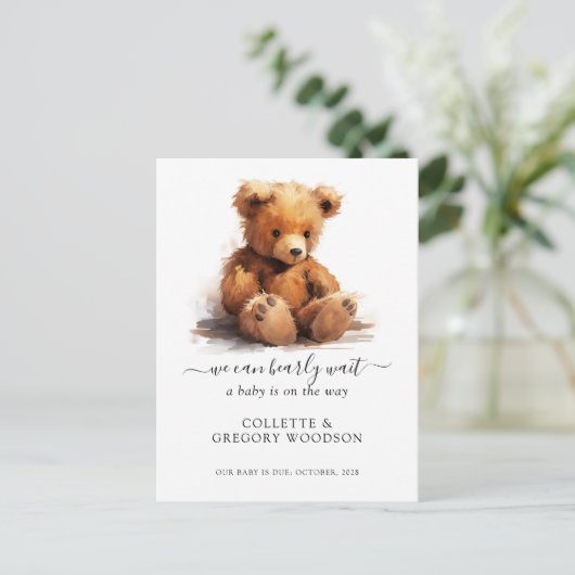 我々は、テディベア妊娠を待つことができる 案内ポストカード (スタンド正面)