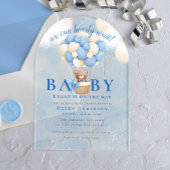 我々は、テディベア少年の赤ちゃんシャワーを待つことができる アクリル招待状