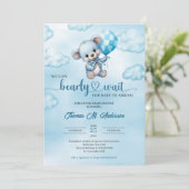 我々は、テディベア赤ちゃんシャワーを待つことができる 招待状 (スタンド正面)