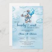 我々は、テディベア赤ちゃんシャワーを待つことができる 招待状 (正面/裏面)