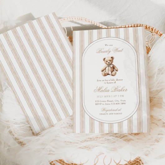 我々は、テディベア赤エレガントちゃんシャワーを待つことができる 招待状