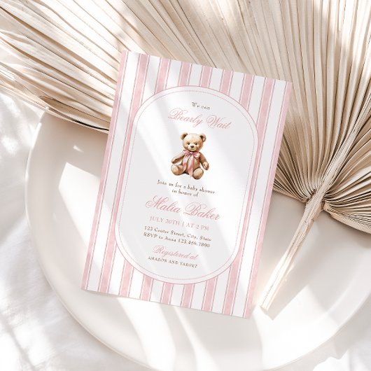 我々は、テディベア赤エレガントちゃんシャワーを待つことができる 招待状