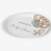 我々は、テディベア青い気球を待つことができる ペーパープレート (アングル)