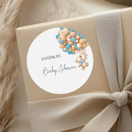 我々は、テディベア青い気球を待つことができる ラウンドシール