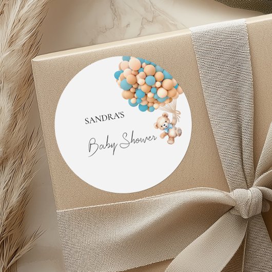 我々は、テディベア青い気球を待つことができる ラウンドシール