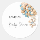 我々は、テディベア青い気球を待つことができる ラウンドシール (正面)