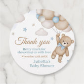 我々は、テディベア青い赤ちゃんシャワーを心待ちできる フェイバータグ (裏面)