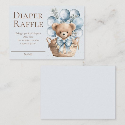 我々は、バスケットおむつラッフルで熊を待つことができる エンクロージャーカード (正面/裏面)