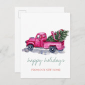 我々は、ピンクのトラックの松の木、休日を移動した 案内ポストカード (正面/裏面)