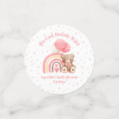 我々は、ピンクの赤ちゃんシャワーを待つことができる水玉模様 コンフェッティ (スモール正面)