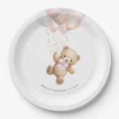 我々は、ピンクの赤ちゃん女の子のシャワーを待つことができる ペーパープレート (正面)