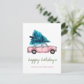 我々は、ピンクカー、松の木の休日を移動した 案内ポストカード (スタンド正面)