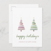 我々は、ピンクグリーンパインツリーホリデー移動した 案内ポストカード (正面/裏面)