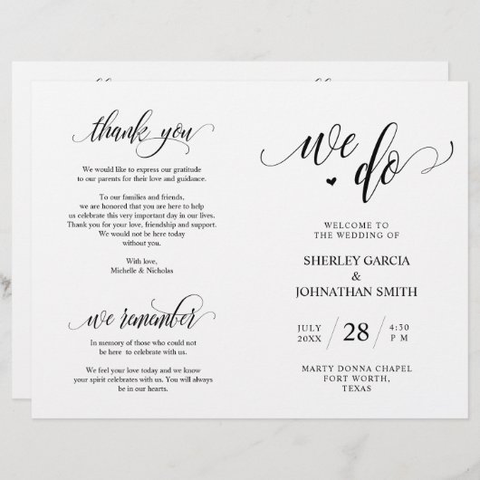 我々は、ブラック、折り畳み式結婚プログラムを行う (正面/裏面)