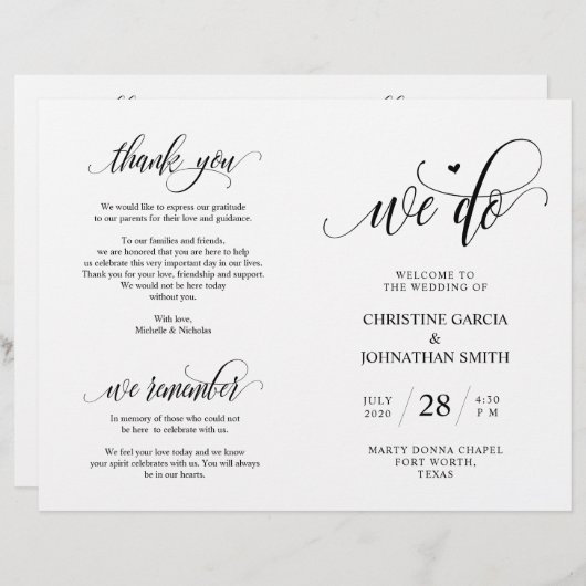 我々は、ブラック、折り畳み式結婚プログラムを行う (正面/裏面)