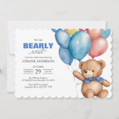 我々は、ボーイブルーベビーシャワー招待状を待つ 招待状 (正面)