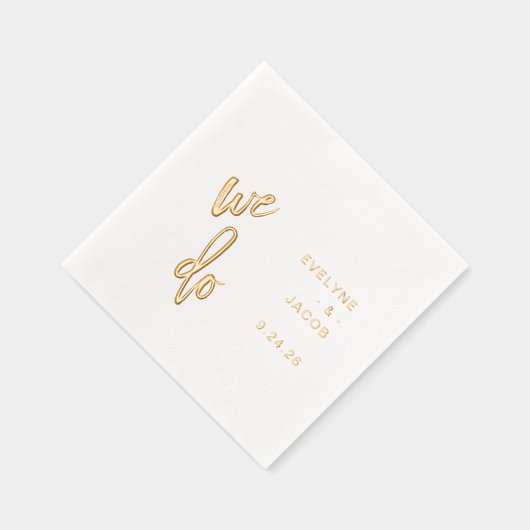 我々は | ミニマルタイポグラフィ結婚金ゴールド 箔ナプキン (右)
