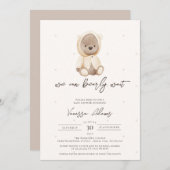 我々は、中立テディベア赤ちゃんシャワーを待つことができる 招待状 (正面/裏面)