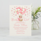 我々は、女の子の赤ちゃんシャワーピンクの星を待つことができる 招待状 (スタンド正面)