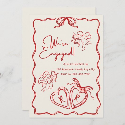 我々は – 婚約した婚約パーティ招待状 招待状 (正面/裏面)