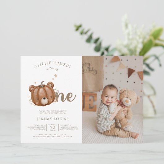 我々は、小さなカボチャ最初の誕生日を心待ちできる 招待状 (スタンド正面)