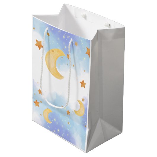 我々は「月の上」プレゼントだ ミディアムペーパーバッグ (正面アングル)